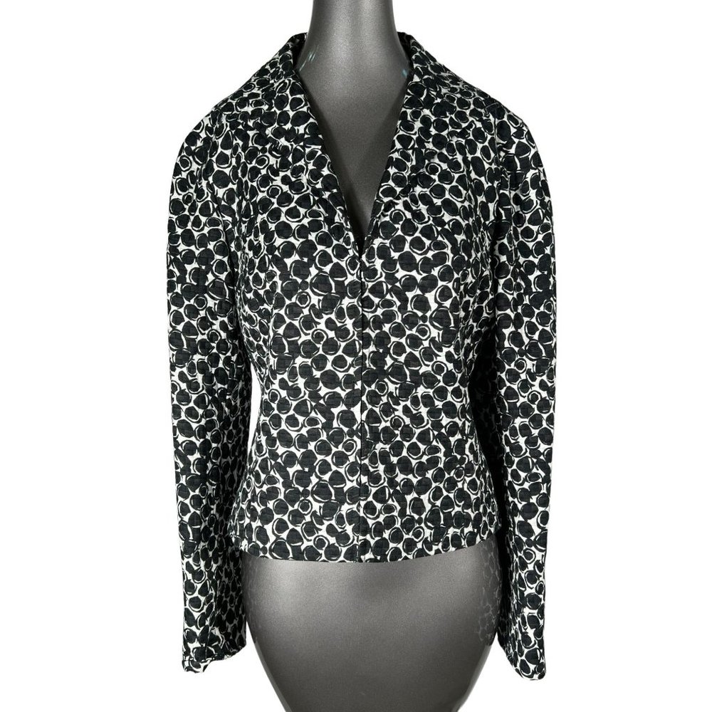 Lafayette 148 New York Blazer Black White Silk Cotton Jacket 4